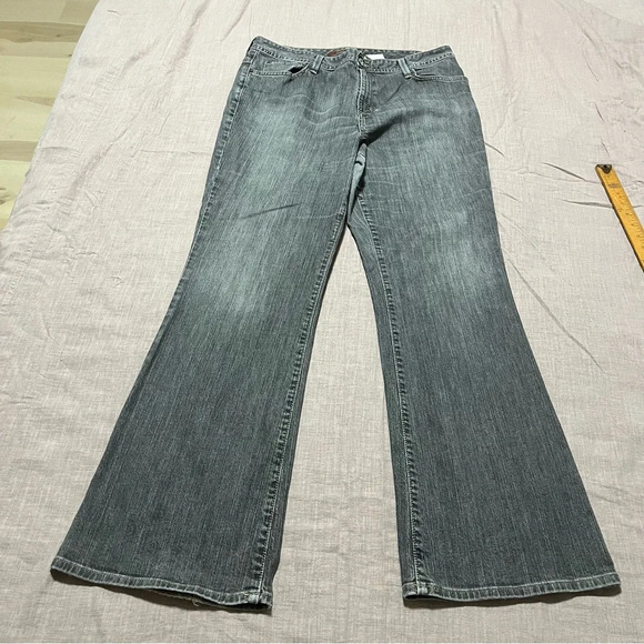 Vintage Eddie Bauer 2007 Stone washed flare leg Women size 12 jeans Y2K bootcut - Picture 2 of 7